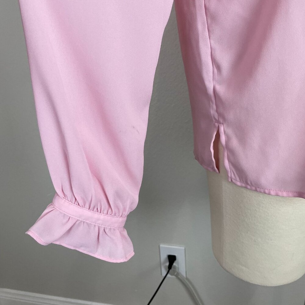 J. Crew Womens 4 Pink Ruffle Button Up Blouse Long Sleeve Shirt Top - Picture 5 of 11